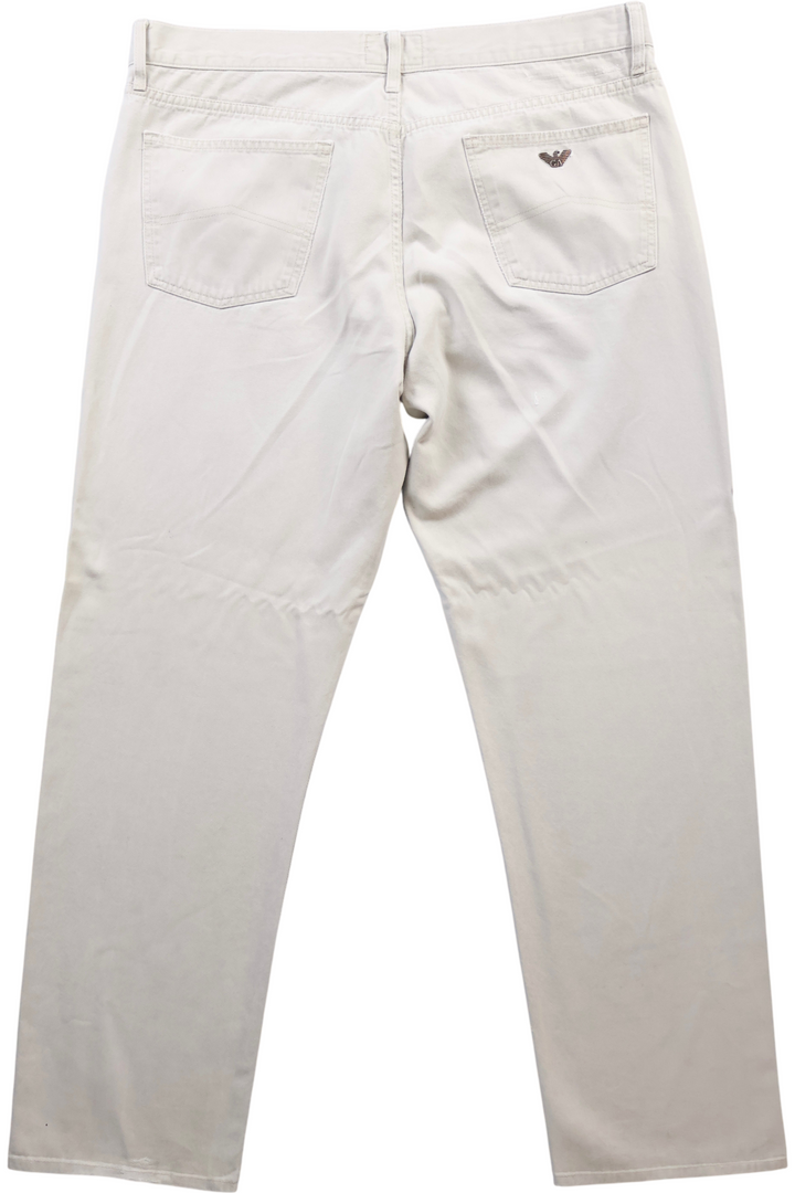 Armani Beige Straight Leg Jeans - W40 L33 - Think Vintage ltd