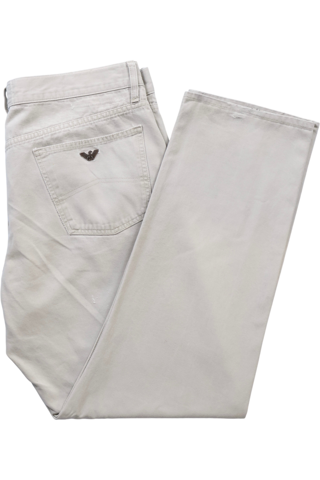 Armani Beige Straight Leg Jeans - W40 L33 - Think Vintage ltd