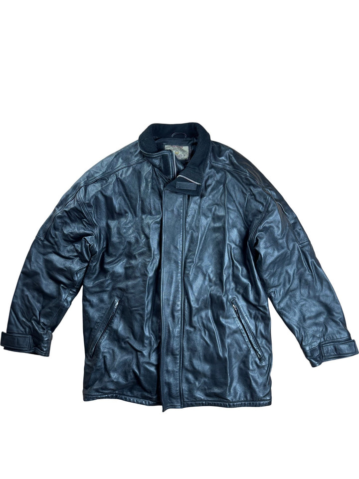 Armani Leather Bomber Jacket - XL - Think Vintage ltd