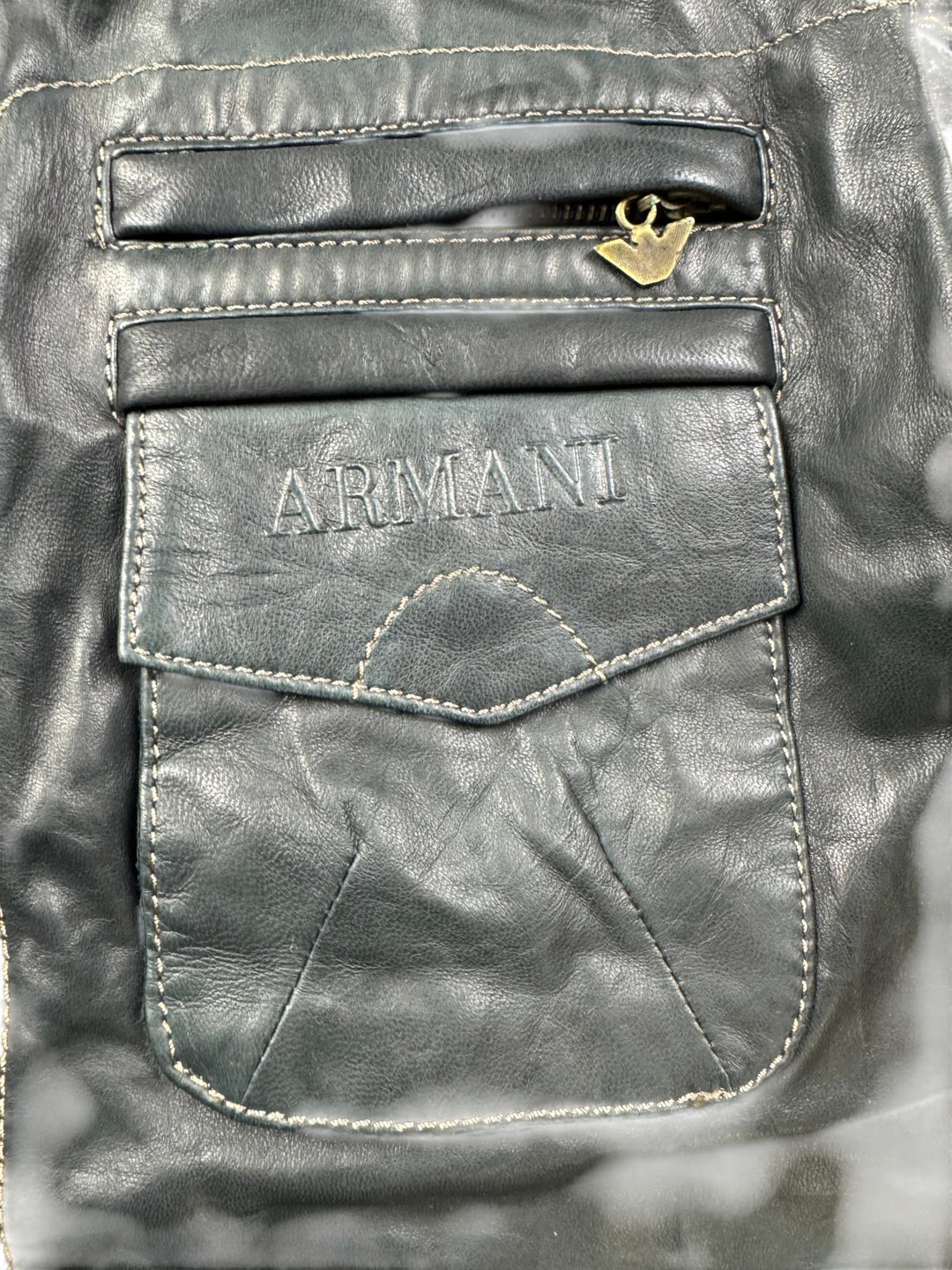 Armani Leather Jacket - XL - Think Vintage ltd
