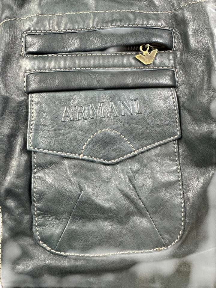Armani Leather Jacket - XL - Think Vintage ltd