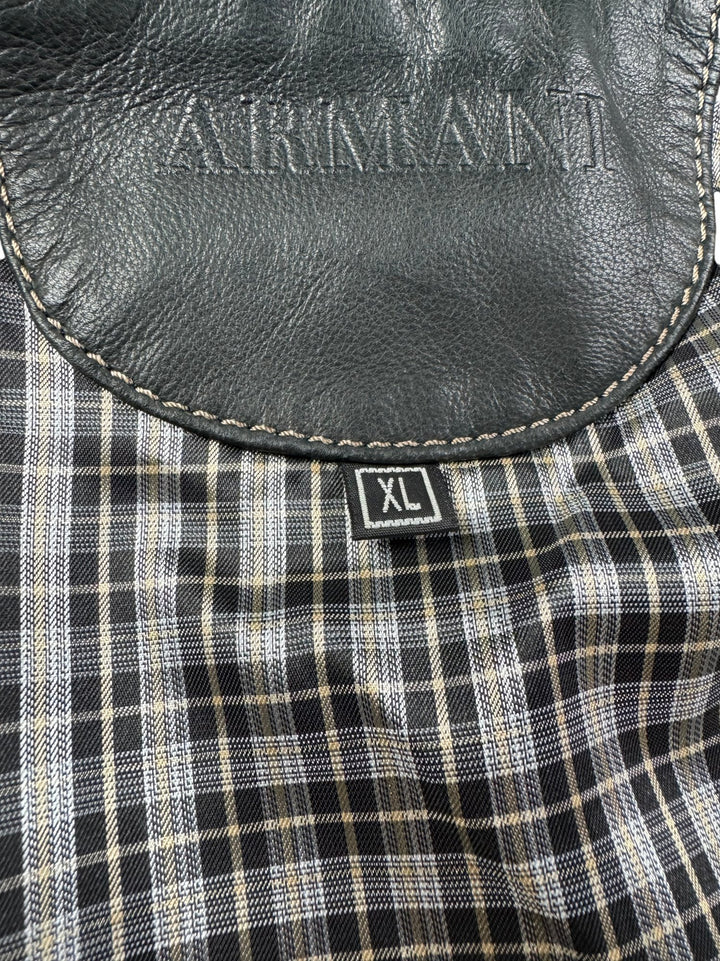 Armani Leather Jacket - XL - Think Vintage ltd