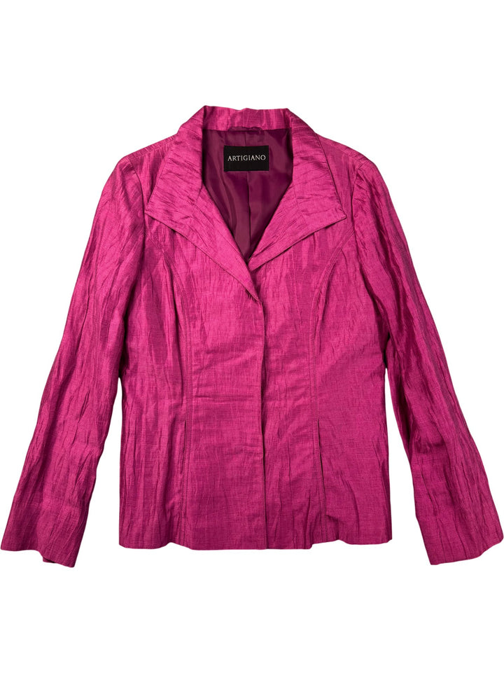 Artigiano Pink Linen Skirt Suit - W31 - Think Vintage ltd