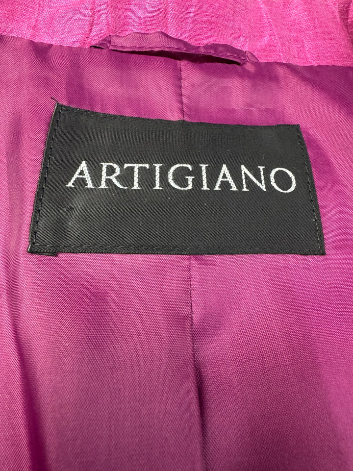 Artigiano Pink Linen Skirt Suit - W31 - Think Vintage ltd