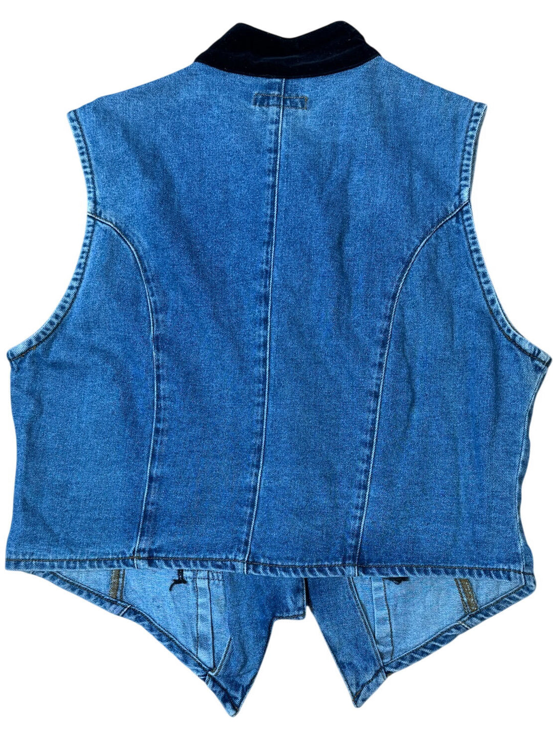 Atlas Denim Vest with Black Velvet Trim - M