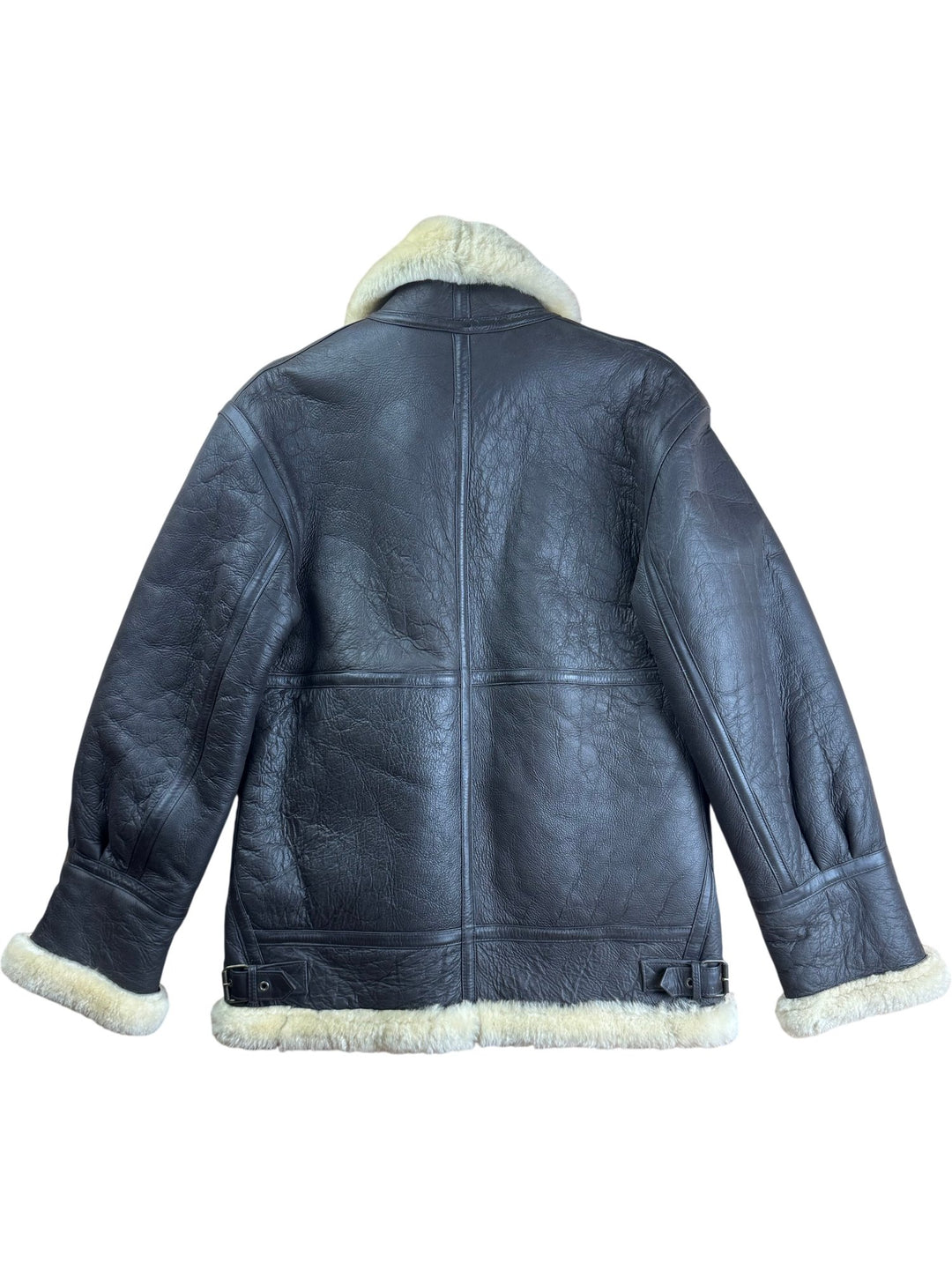 Aviator Shearling Bomber Jacket - M - Think Vintage ltd