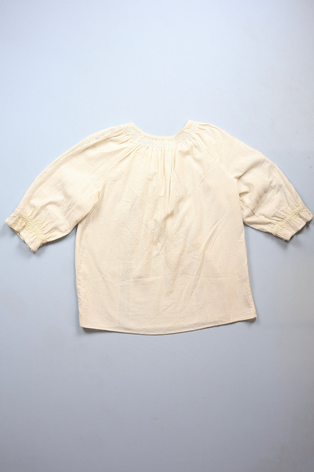 1970s Smocking Blouse with Lace Details