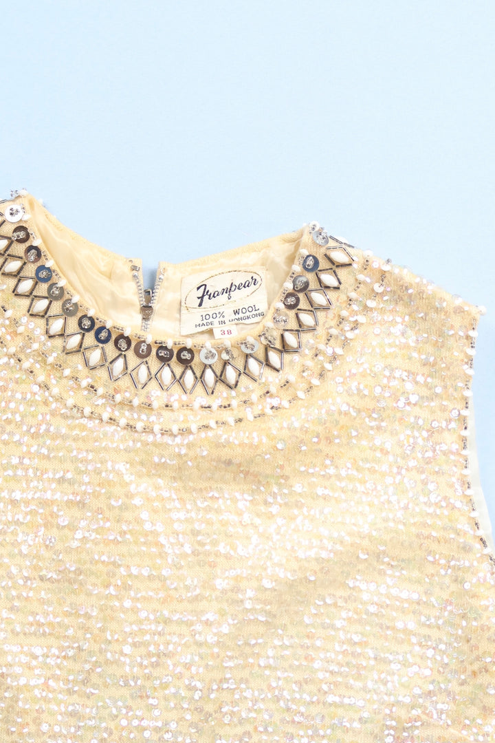 Vintage Frampear Sleeveless Sequinned Zip-up Top