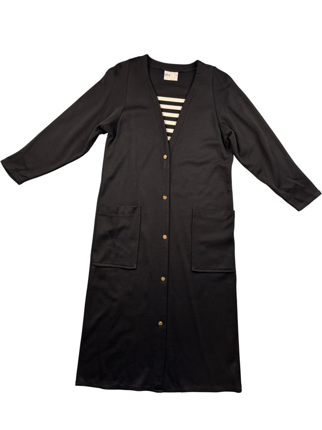 BHS Black Button Up Dress - L - Think Vintage Online Ltd