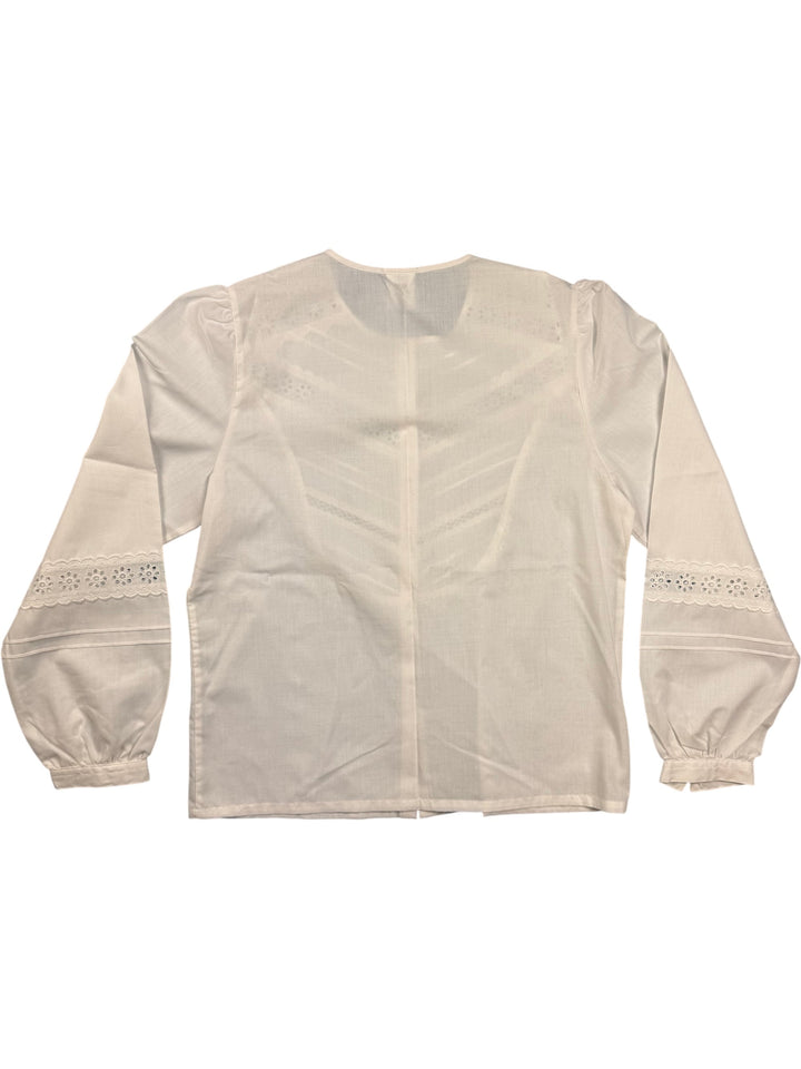 BHS Button Up Lace Detail Blouse - M - Think Vintage