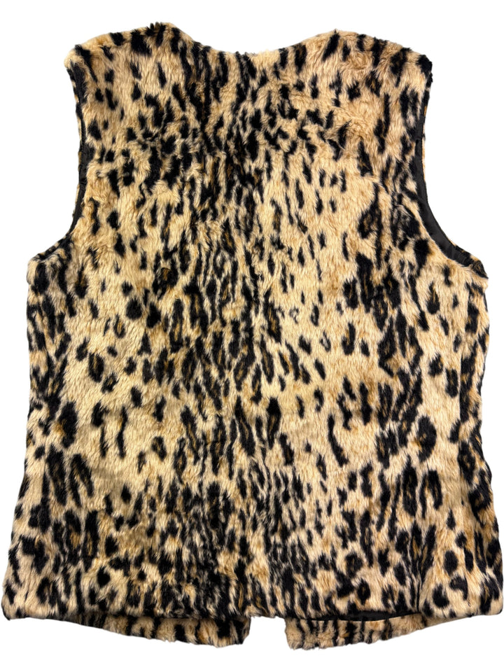 BPC Selection Faux Fur Leopard Vest - M - Think Vintage