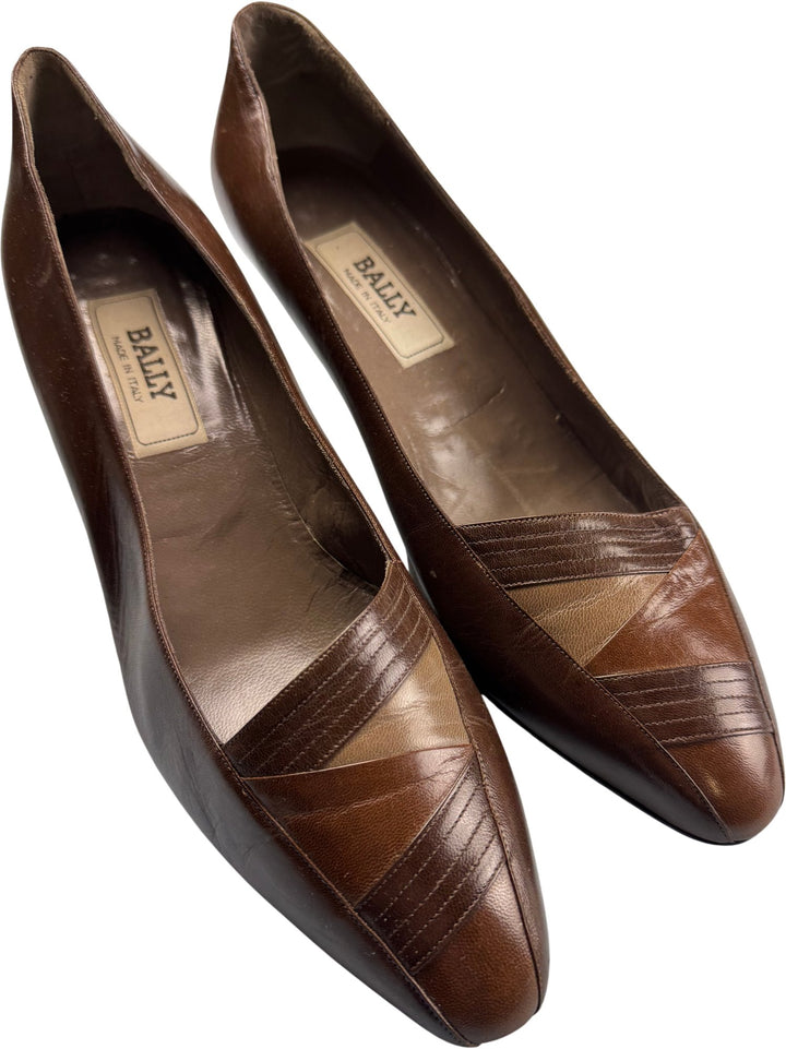 Bally Italian Brown Leather Flats - 7.5 - Think Vintage ltd