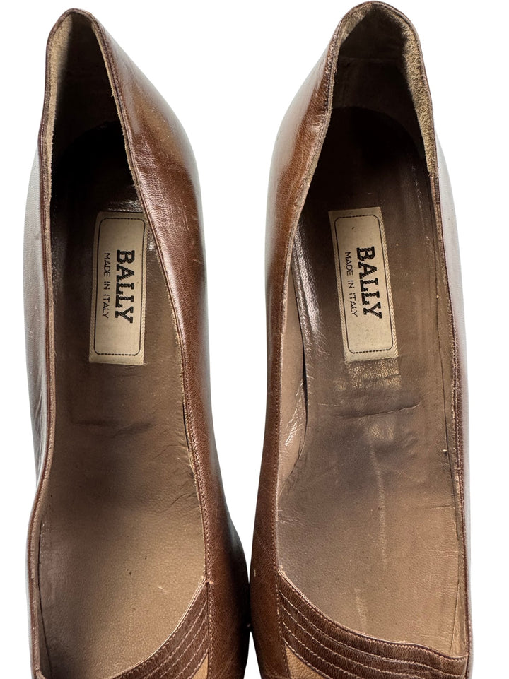 Bally Italian Brown Leather Flats - 7.5 - Think Vintage ltd