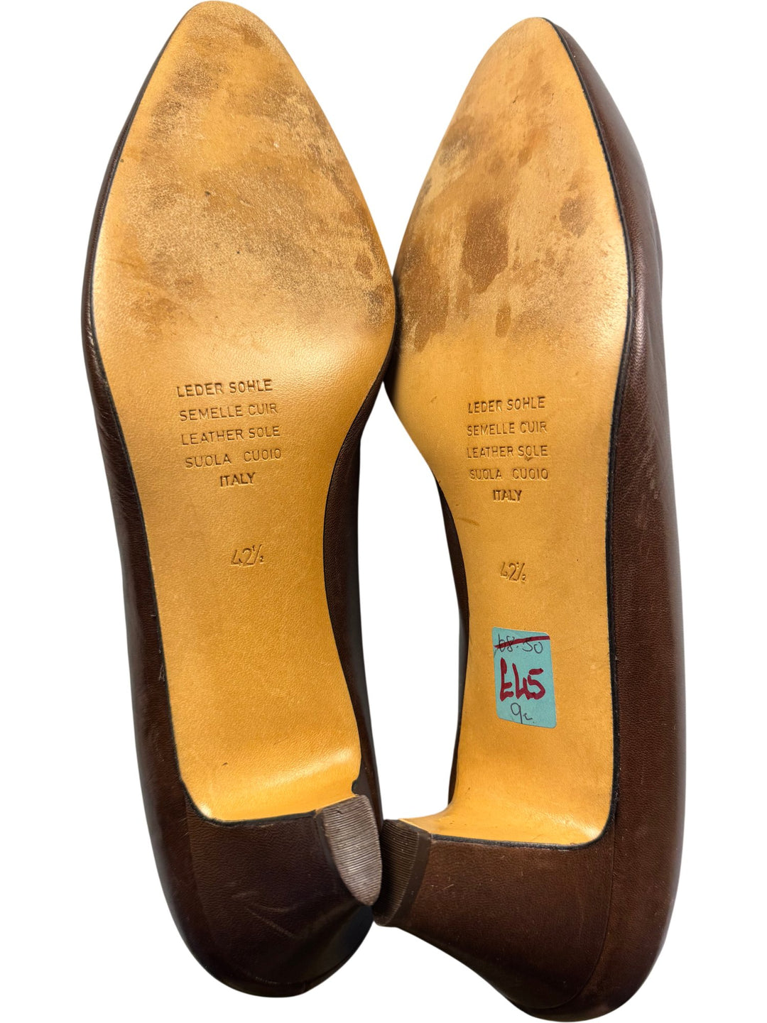 Bally Italian Brown Leather Flats - 7.5 - Think Vintage ltd