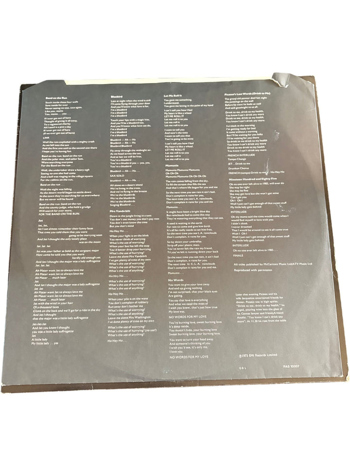 Band On The Run Vinyl Record - Fair - Think Vintage ltd