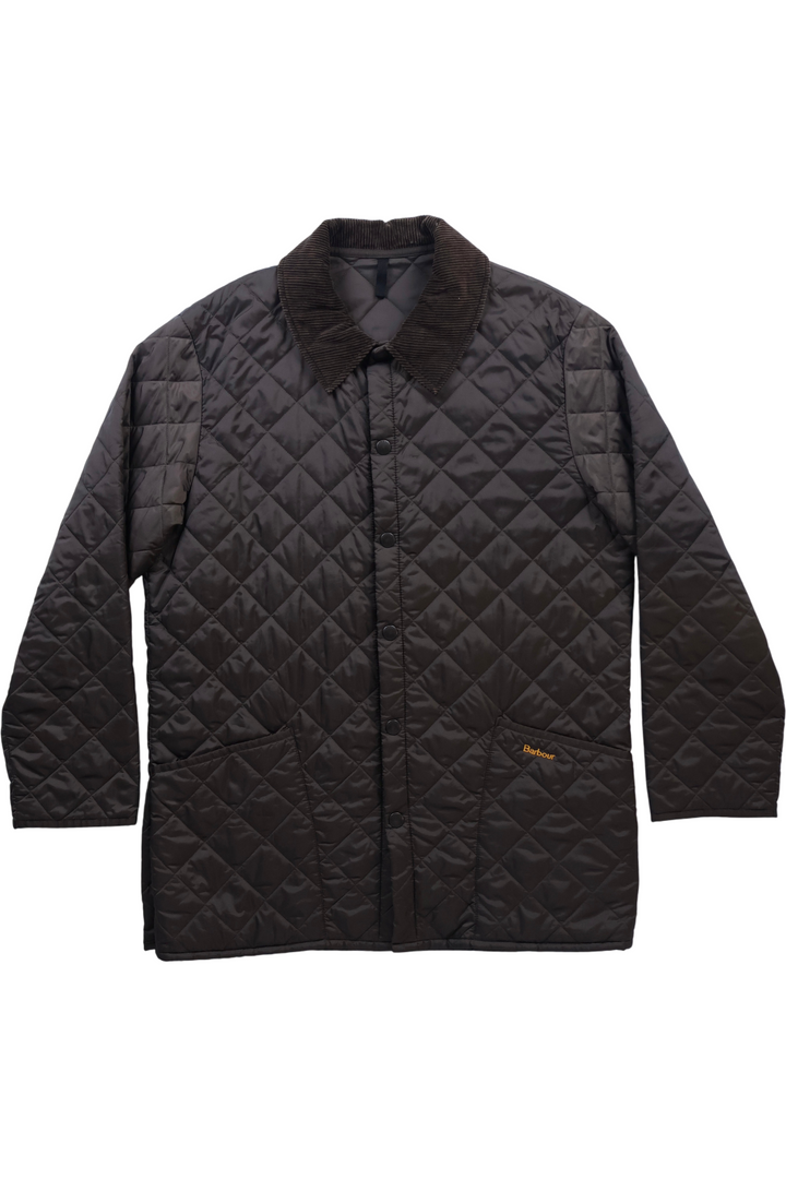 Barbour Quilted Jacket with Corduroy Collar - XL - Think Vintage