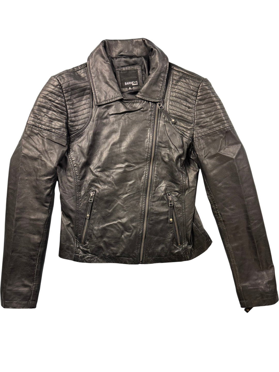 Barneys Originals Leather Bomber Jacket - S - Think Vintage ltd