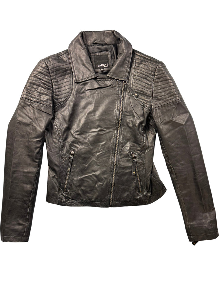 Barneys Originals Leather Bomber Jacket - S - Think Vintage ltd