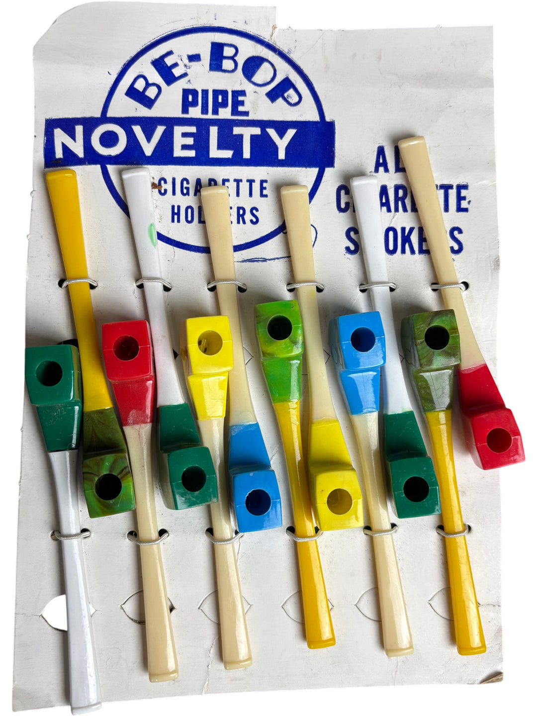 Be-Bop Novelty Pipe Cigarette Holders Set Colourful Retro Design - Think Vintage ltd