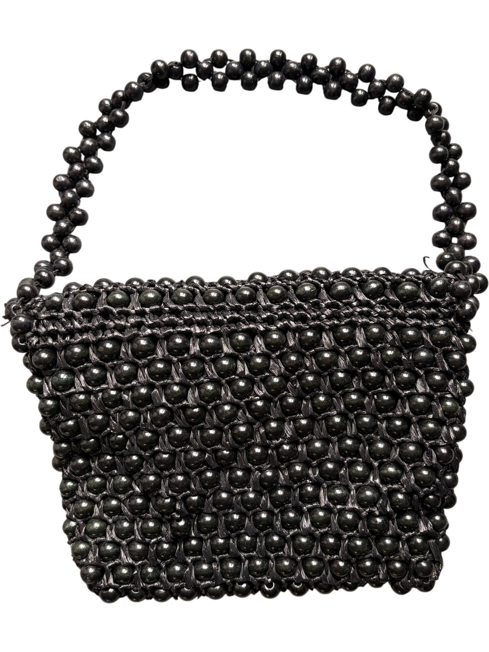 Beaded Black Handbag - Think Vintage ltd