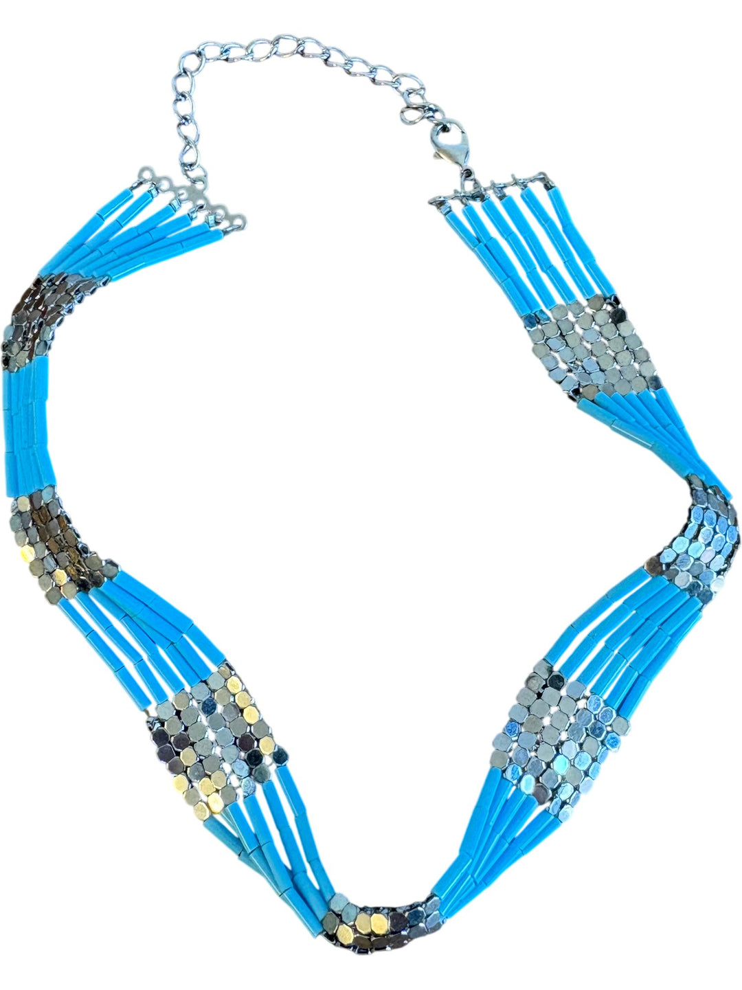 Beaded Blue Necklace - Think Vintage ltd