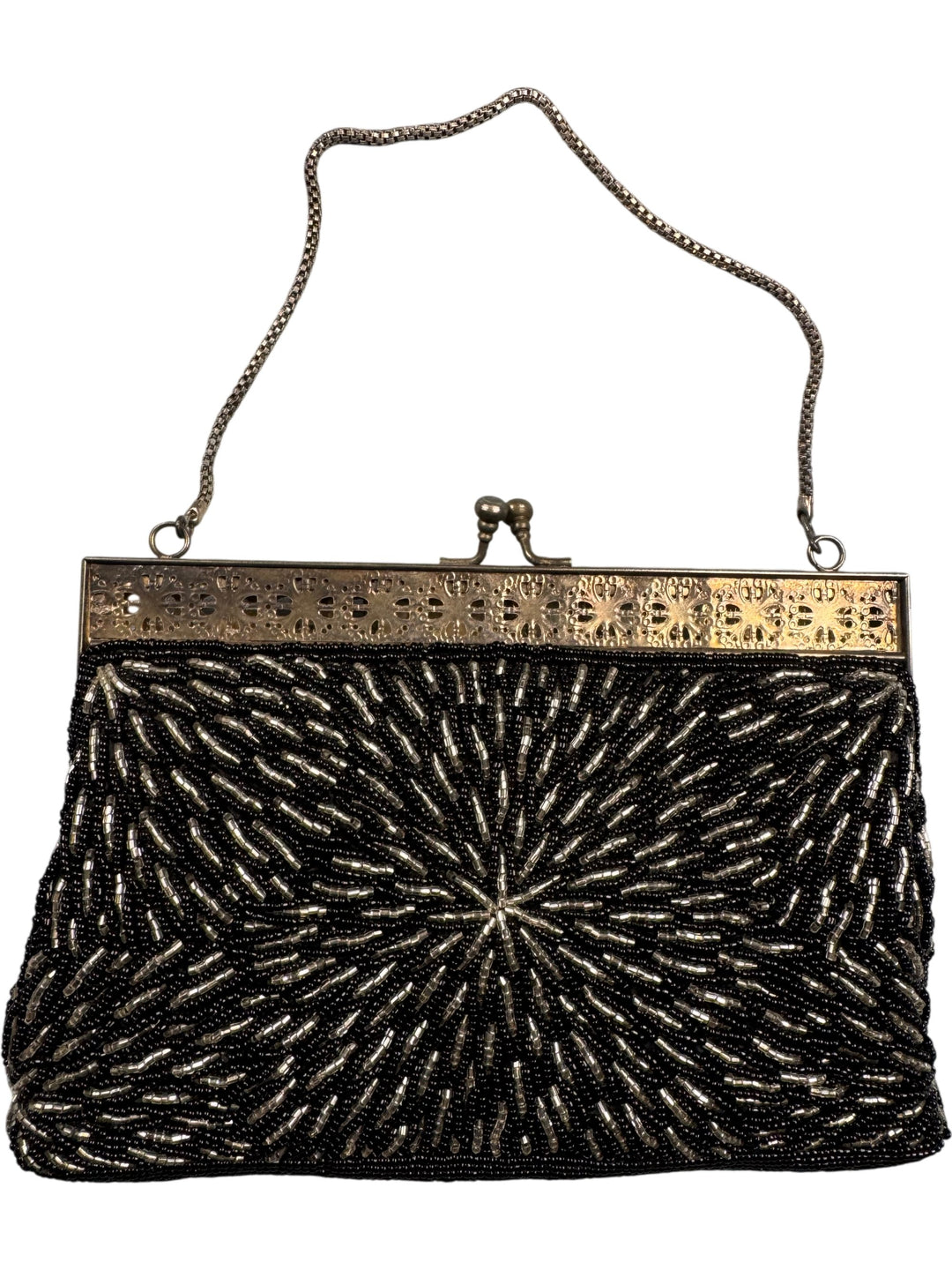 Beaded Evening Bag with Chain Strap - Think Vintage ltd