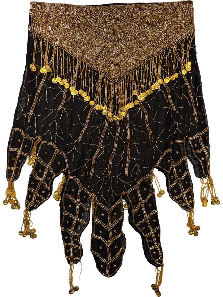 Beaded Fringe Black Shawl - Think Vintage Online Ltd