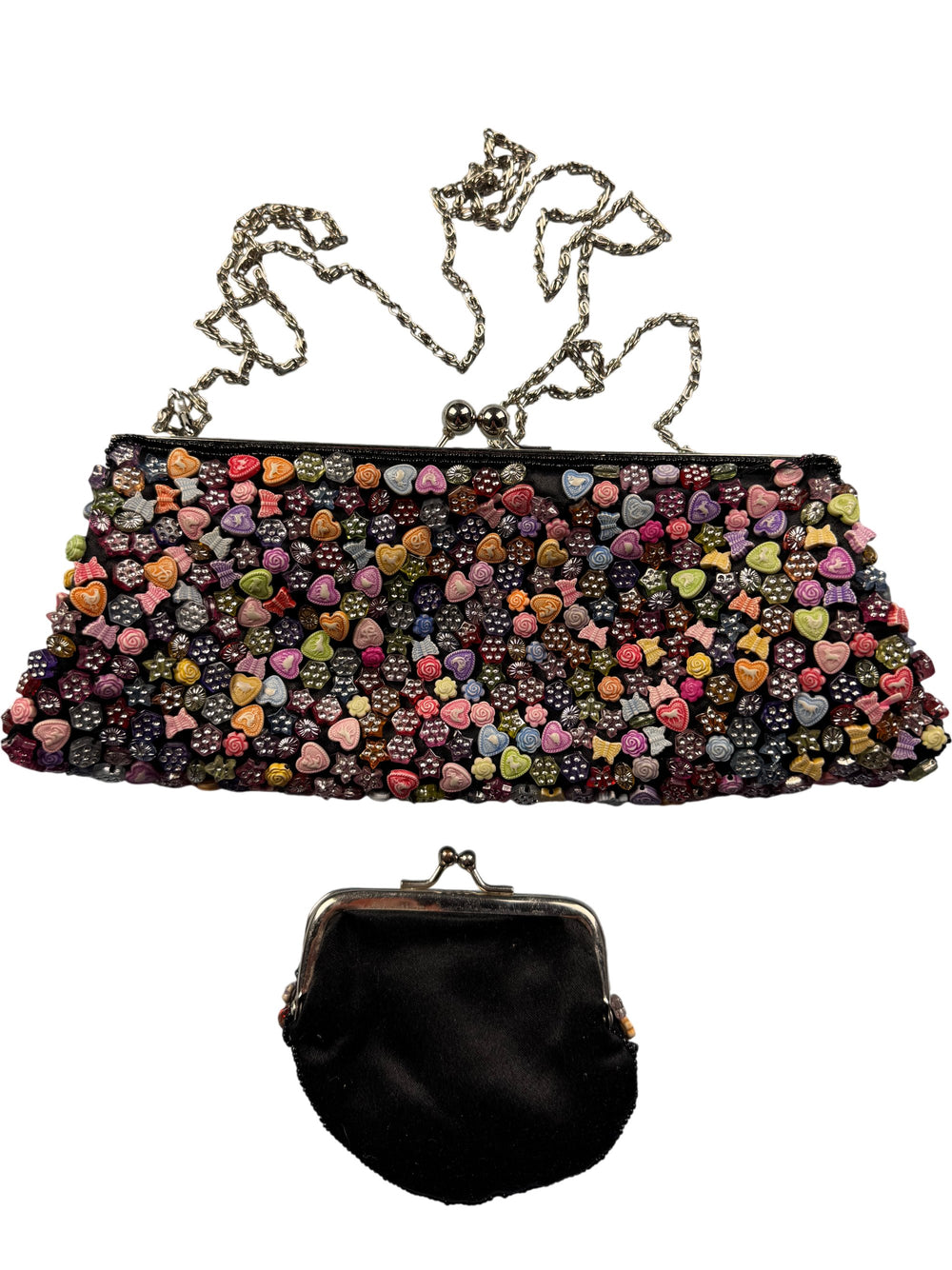 Beaded Multicolor Clutch Bag with Chain Strap - Think Vintage Online Ltd