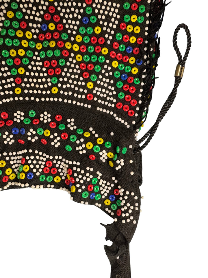 Beaded Multicolour Fringe Baguette Handbag - Think Vintage