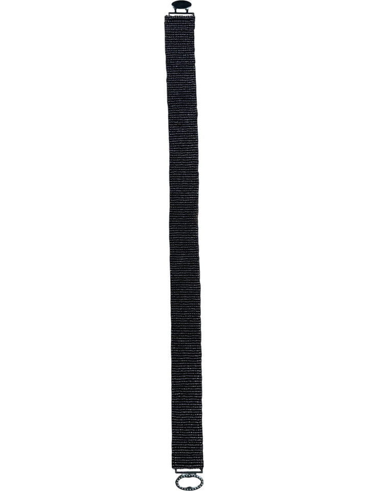 Beaded Purple Belt with Decorative Buckle - W32+