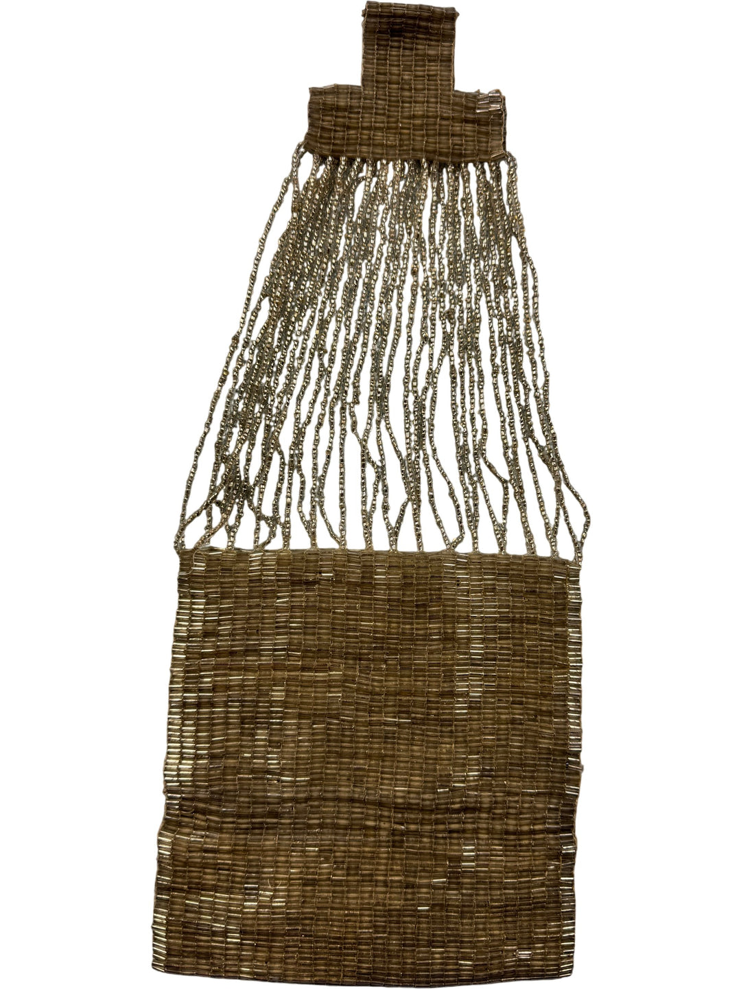 Beaded Trim Gold Fringe Handbag