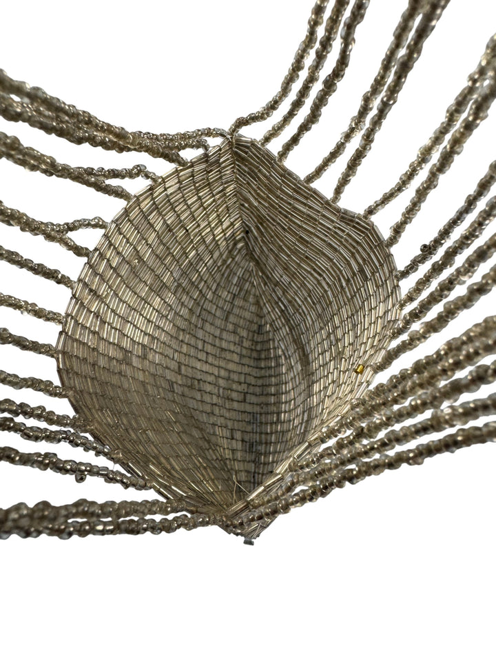 Beaded Trim Gold Fringe Handbag