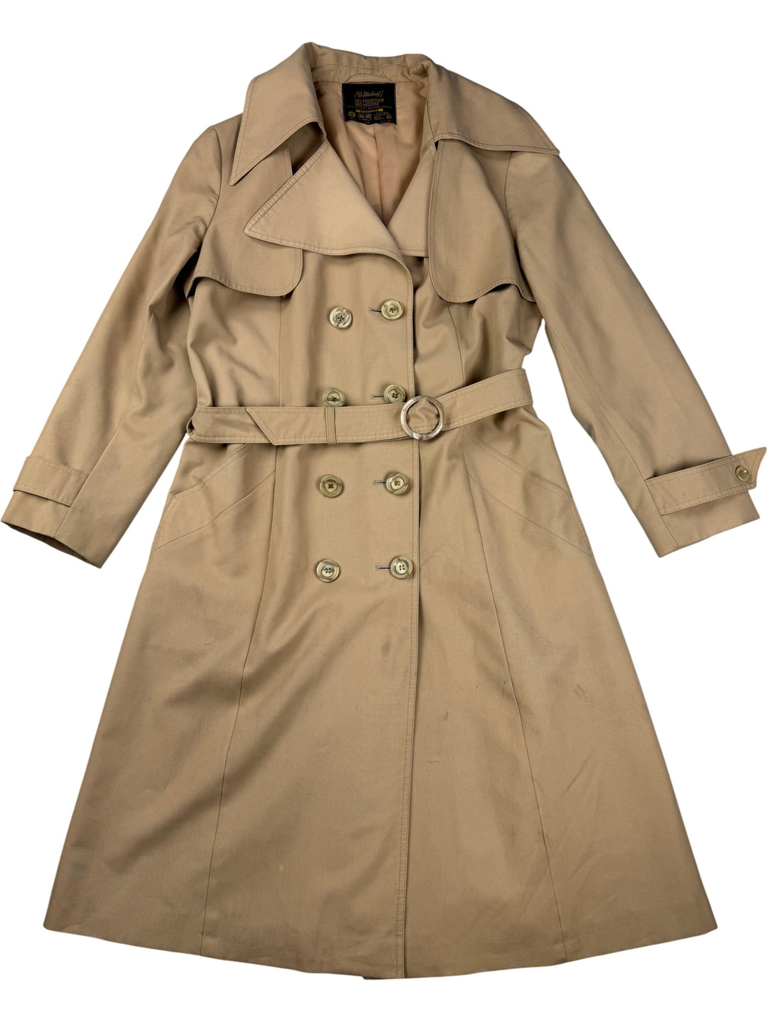 Beige Double Breasted Trench Coat - M - Think Vintage