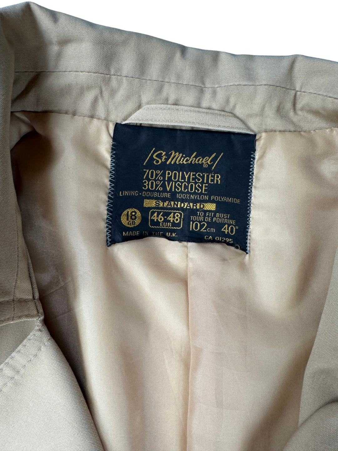 Beige Double Breasted Trench Coat - M - Think Vintage