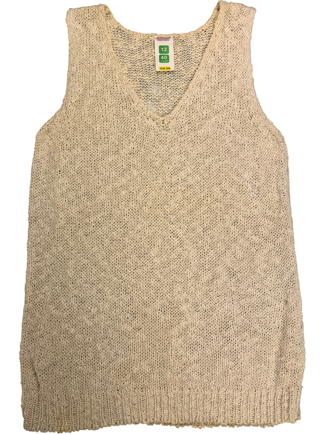 Beige Knit Tank Top - S - Think Vintage ltd