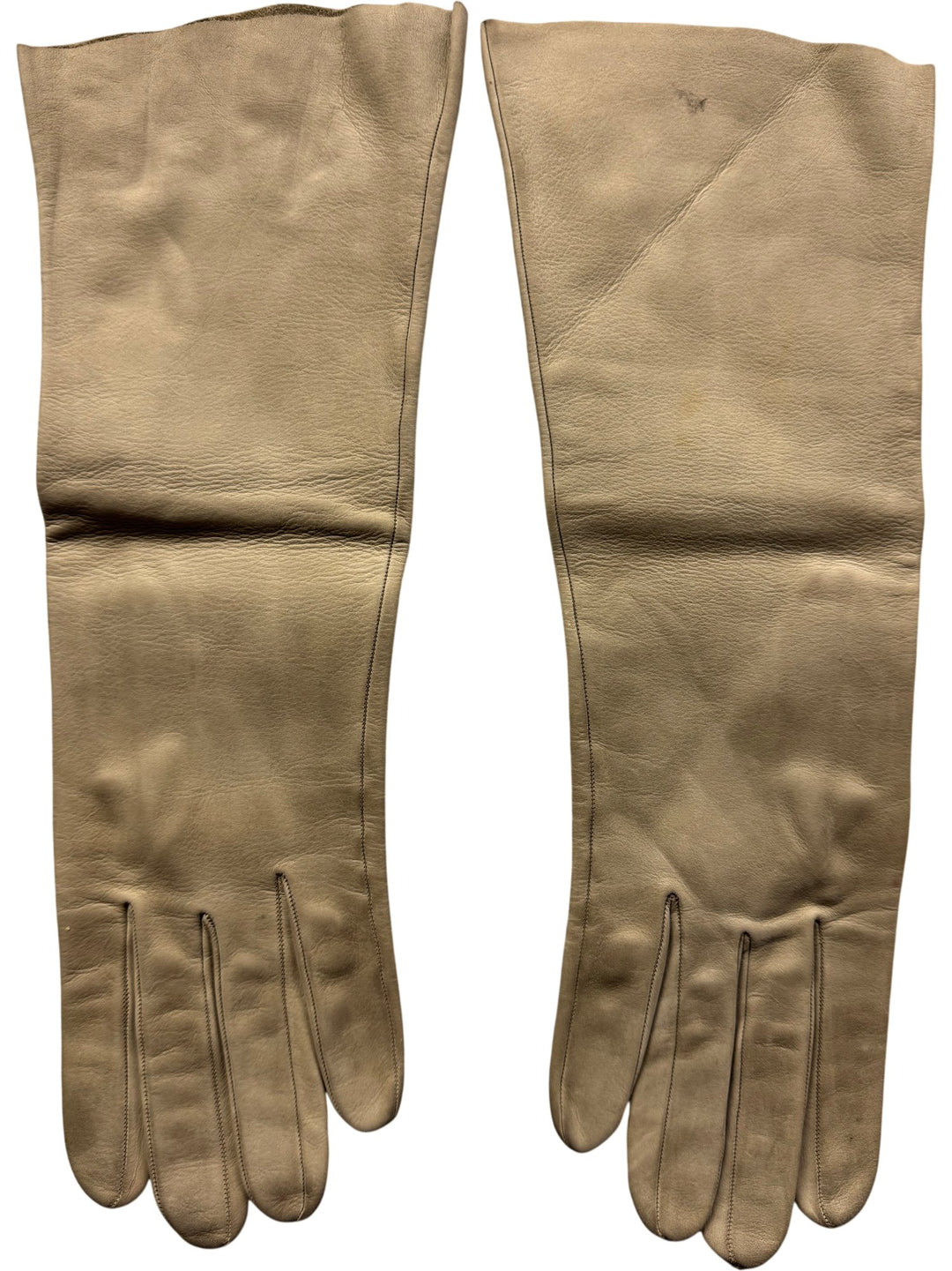 Beige Leather Gloves - Think Vintage Online Ltd