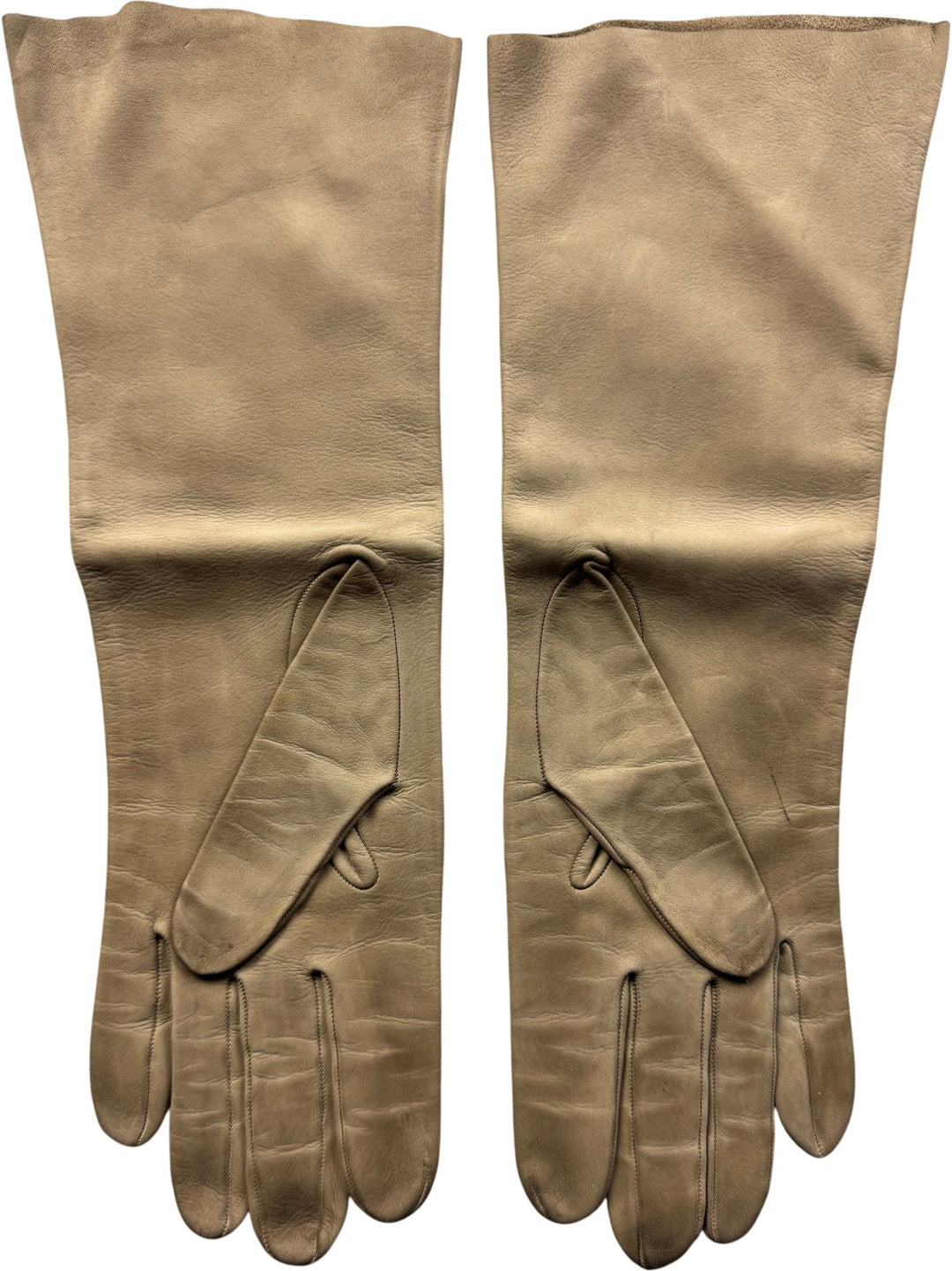 Beige Leather Gloves - Think Vintage ltd