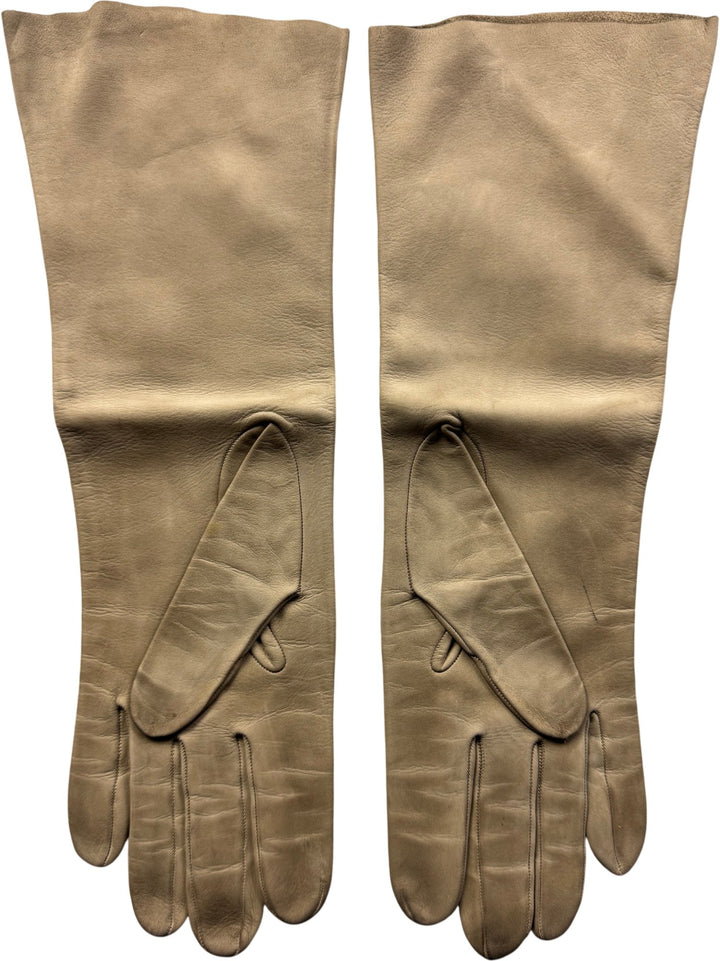Beige Leather Gloves - Think Vintage ltd