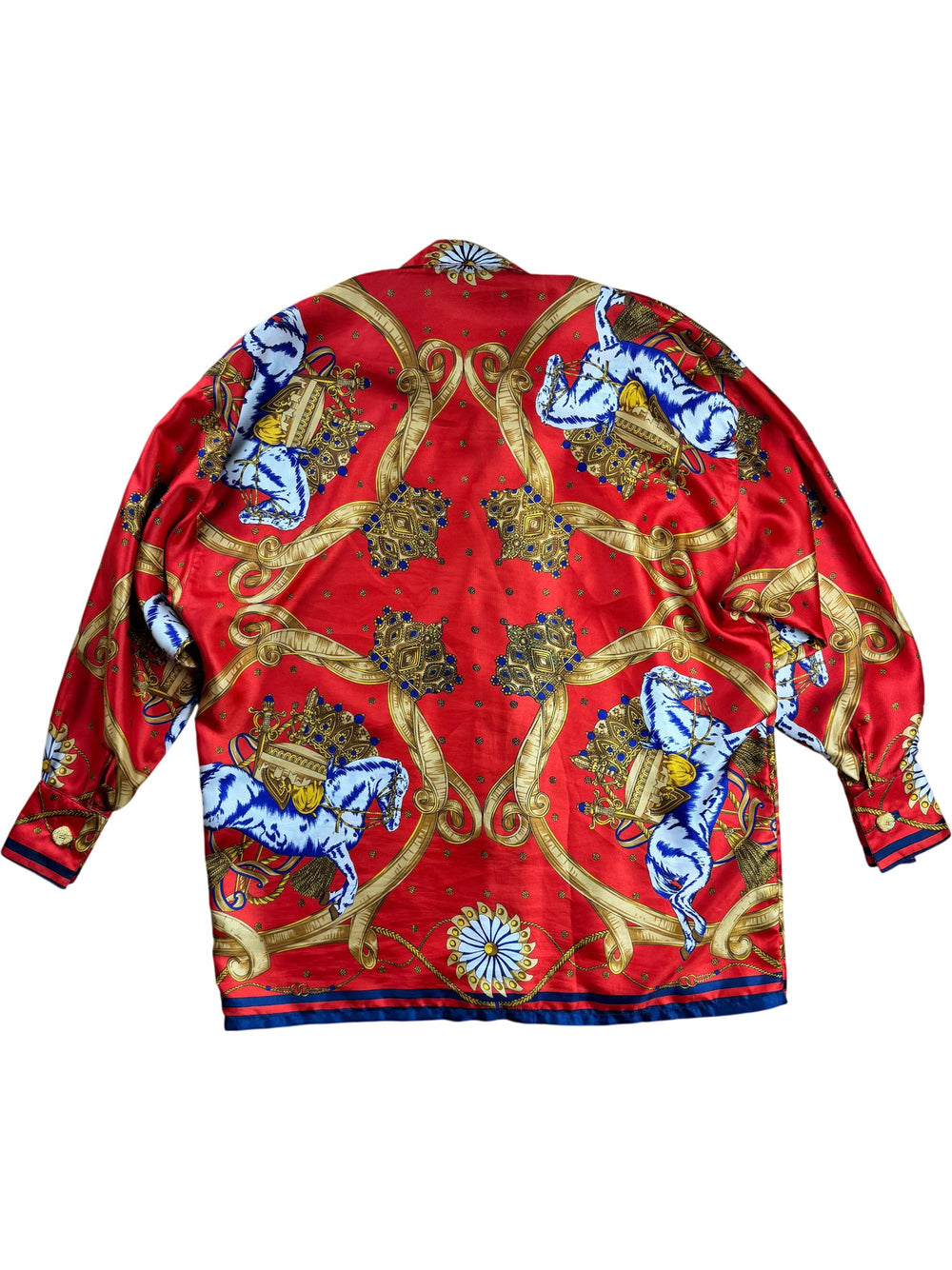 Ben Yeung Red Baroque Print Long Sleeve Shirt - L - Think Vintage ltd