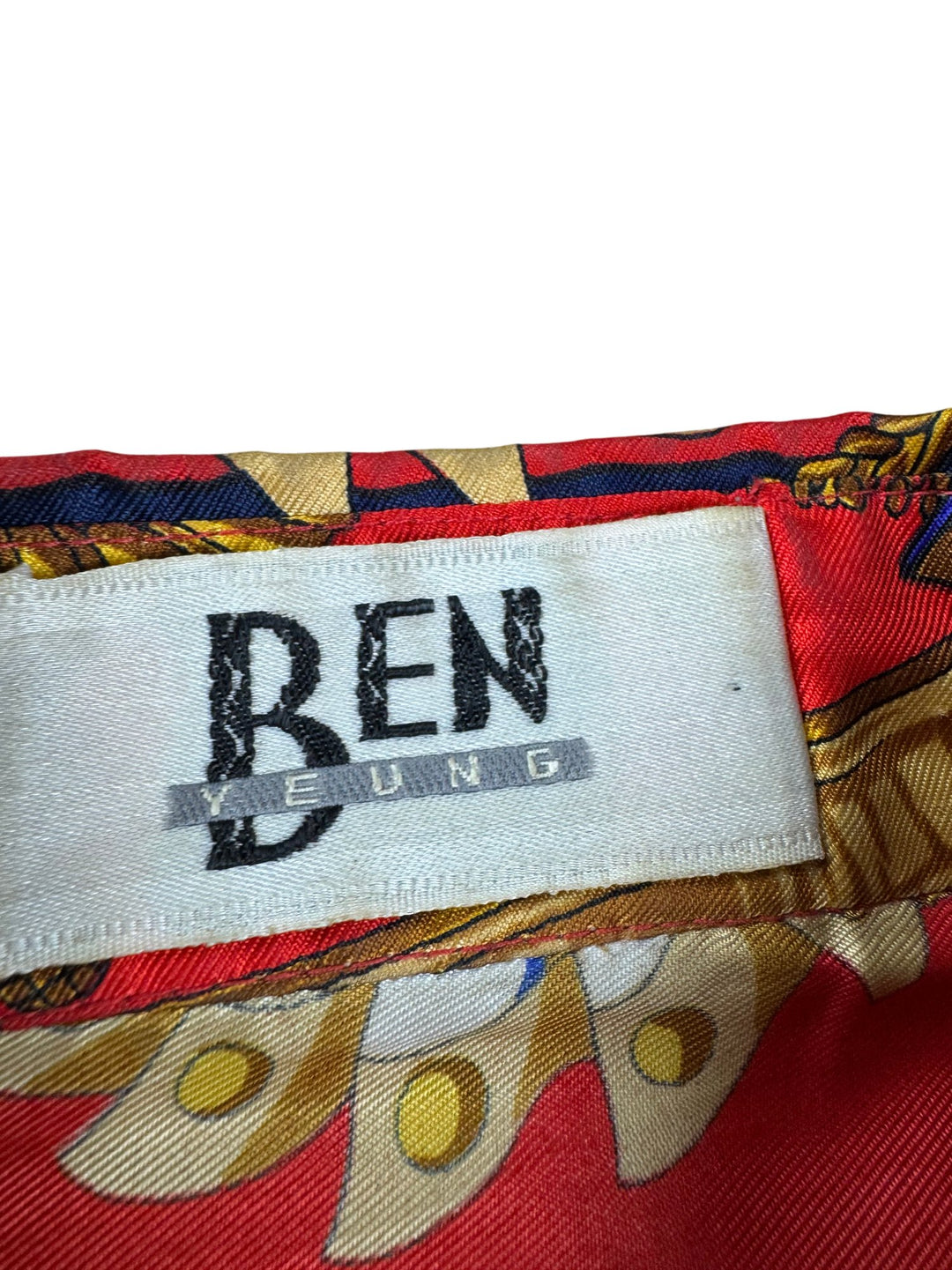 Ben Yeung Red Baroque Print Long Sleeve Shirt - L - Think Vintage ltd