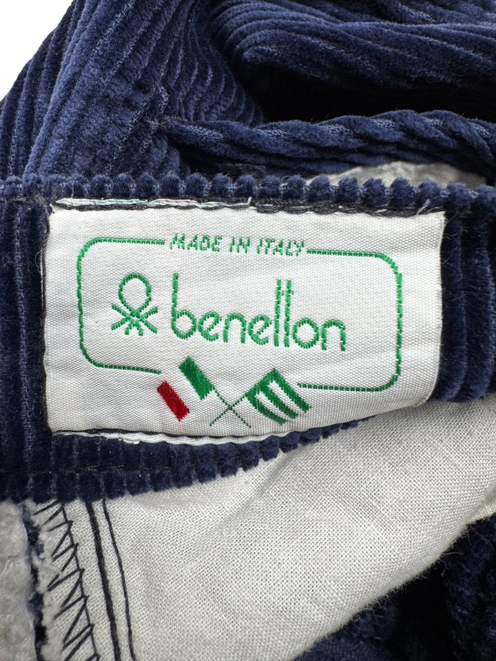 Benetton Blue Corduroy Trousers - W26 - Think Vintage ltd
