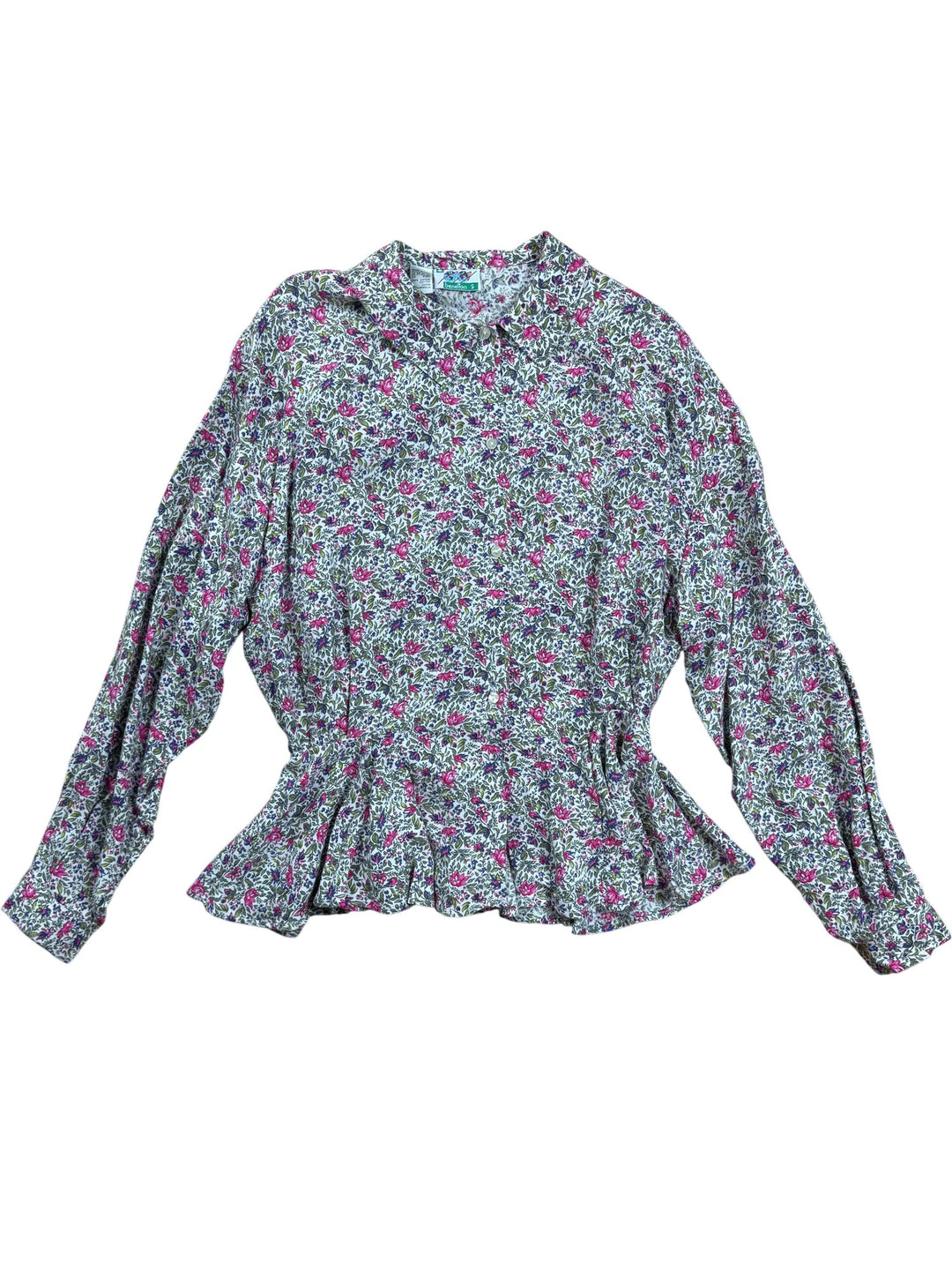 Benetton Floral Long Sleeved Blouse - S/M - Think Vintage ltd