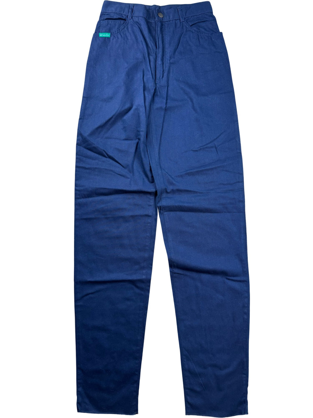 Benetton Navy Blue Straight Leg Trousers - W26 - Think Vintage ltd