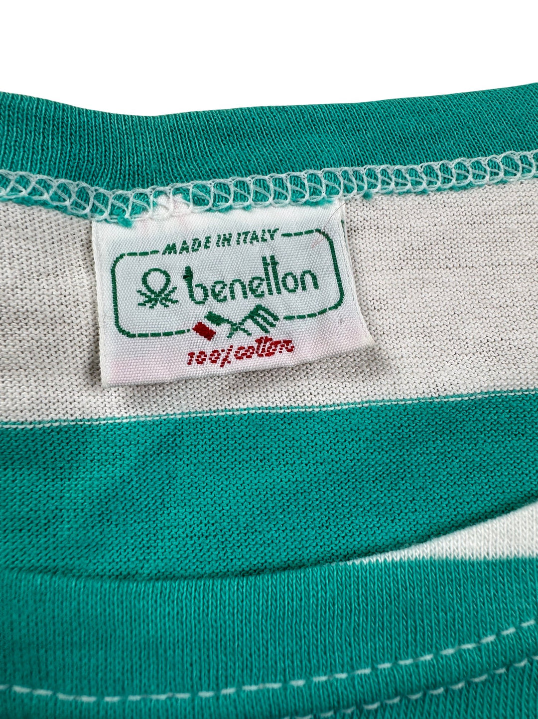 Benetton Striped Long Sleeved Shirt - S - Think Vintage ltd