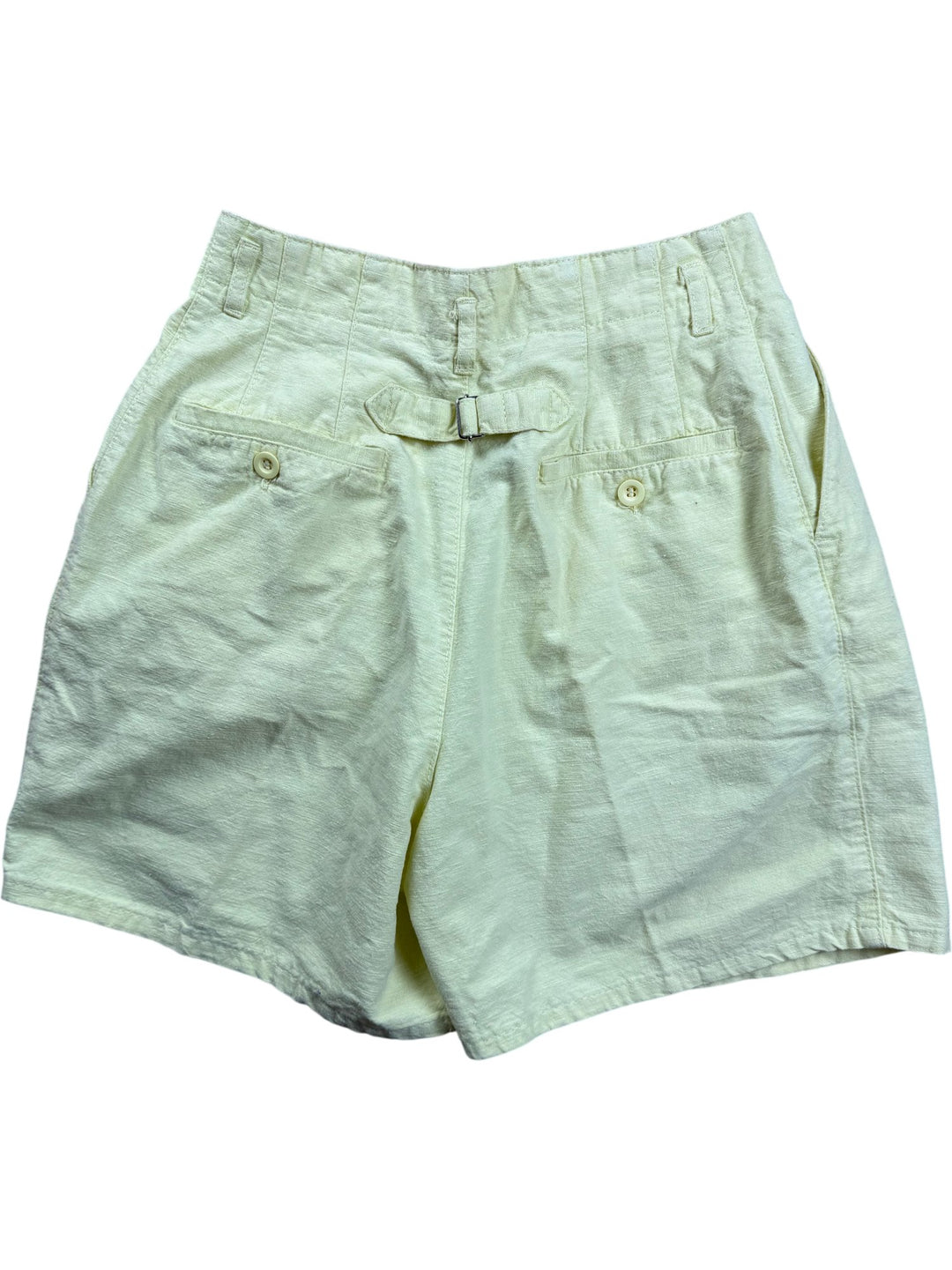 Benetton Yellow Cotton High-Waisted Shorts - W26 - Think Vintage ltd
