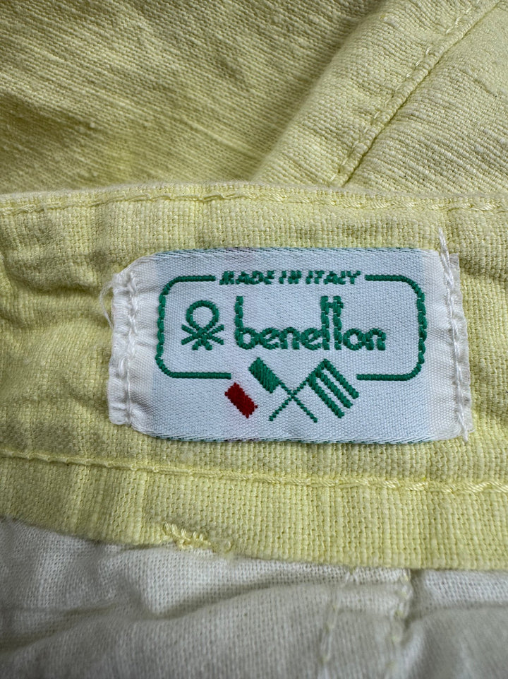 Benetton Yellow Cotton High-Waisted Shorts - W26 - Think Vintage ltd