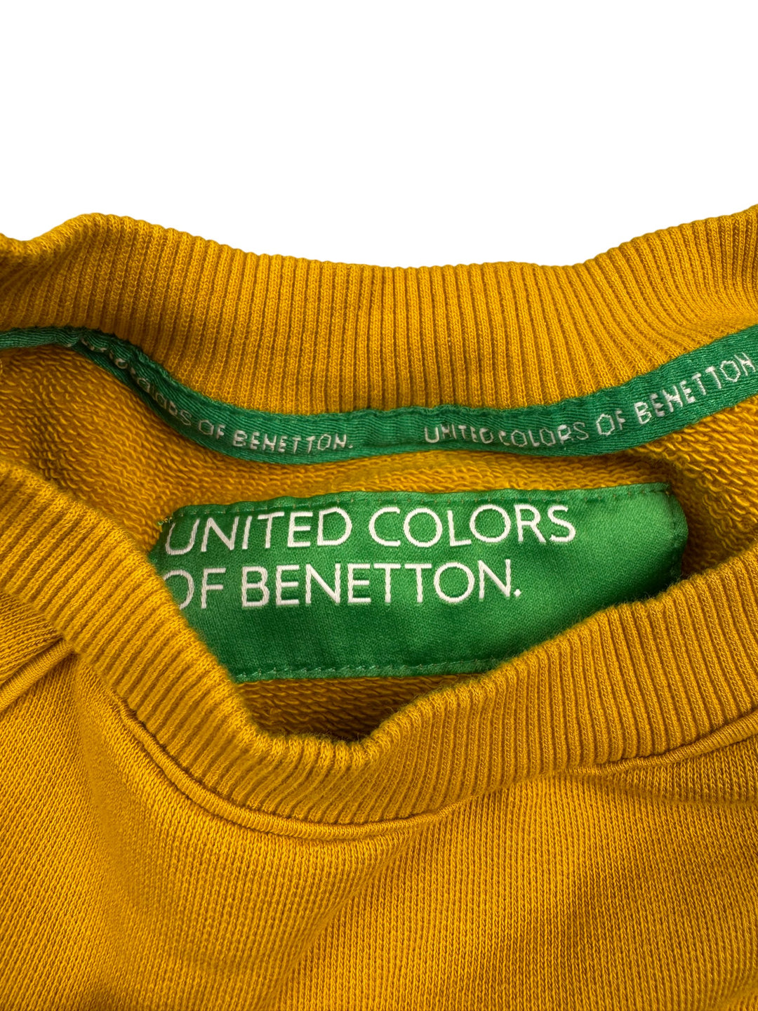 Benetton Yellow Cotton Sweatshirt - S - Think Vintage