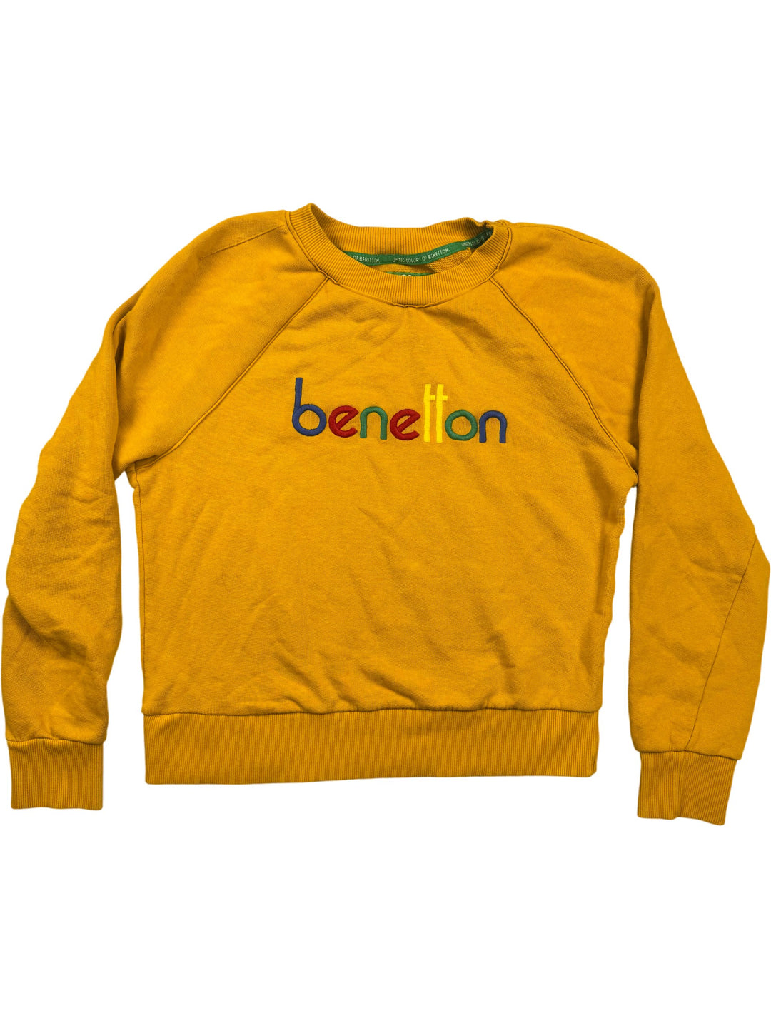 Benetton Yellow Cotton Sweatshirt - S - Think Vintage ltd
