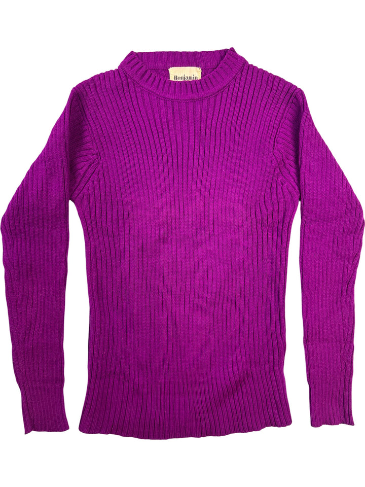 Benjamin Purple Ribbed Sweater - XS - Think Vintage ltd