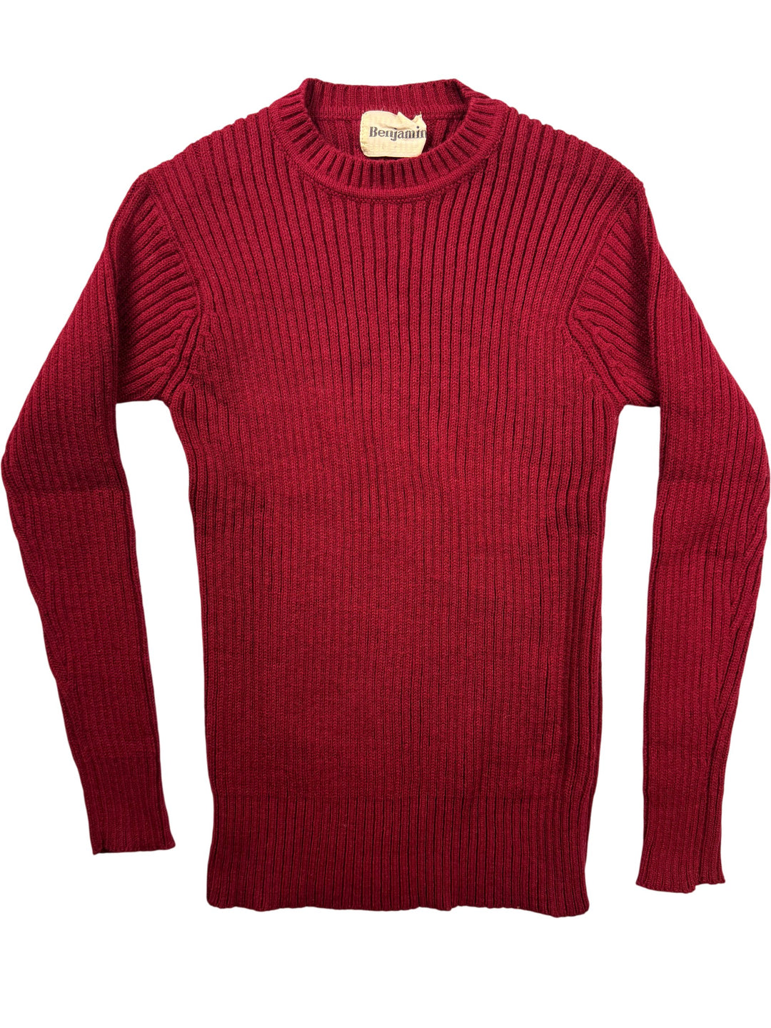 Benjamin Ribbed Knit Red Sweater - S - Think Vintage Online Ltd